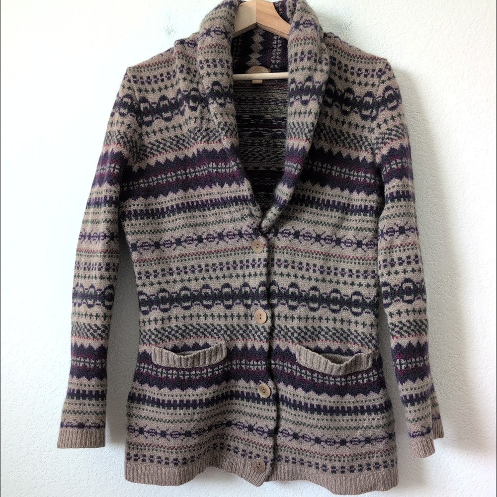 Katherine Kelly Cashmere Cardigan Sweater Small Fair Isle Cabinc Cottage Grandma